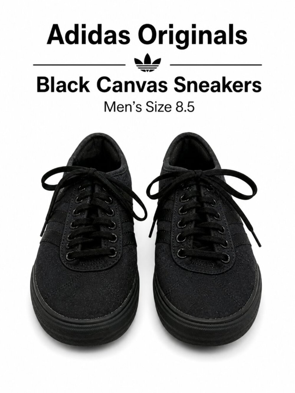 Adidas Black Canvas Sneakers Size 8.5 Men’s Casual Low Top Shoes